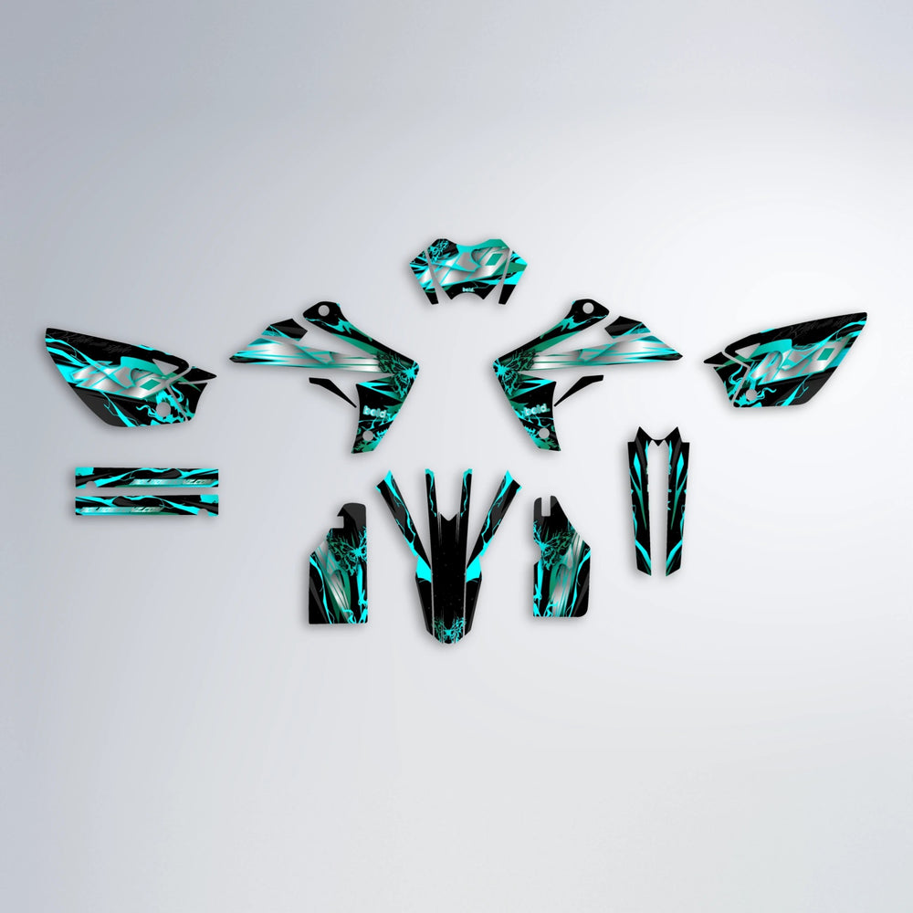 NEMESIS Rieju MRT graphics kit parts layout in Teal