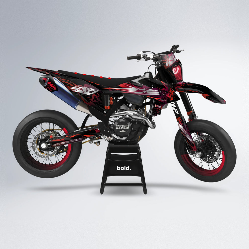 NEMESIS supermoto graphics kit in Black & Red