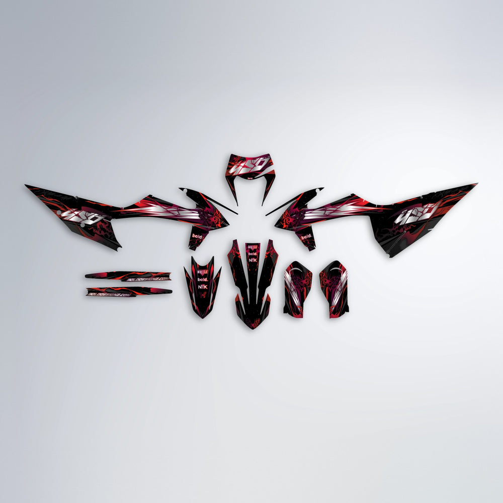 NEMESIS graphics kit parts layout in Black & Red