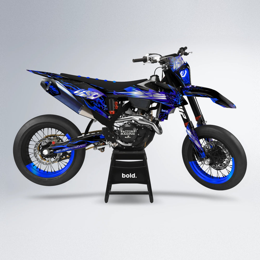 NEMESIS supermoto graphics kit in Blue Chrome