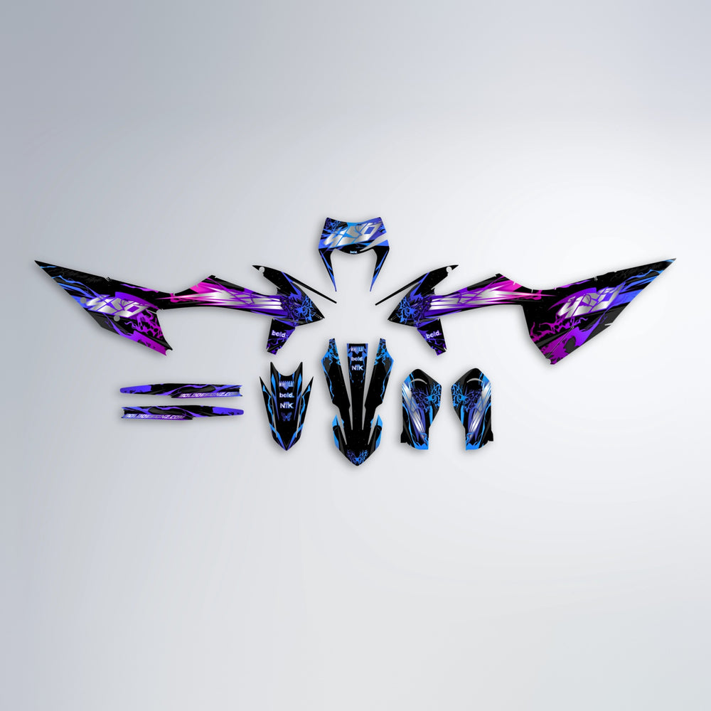 NEMESIS graphics kit parts layout in Blue Purple Fade