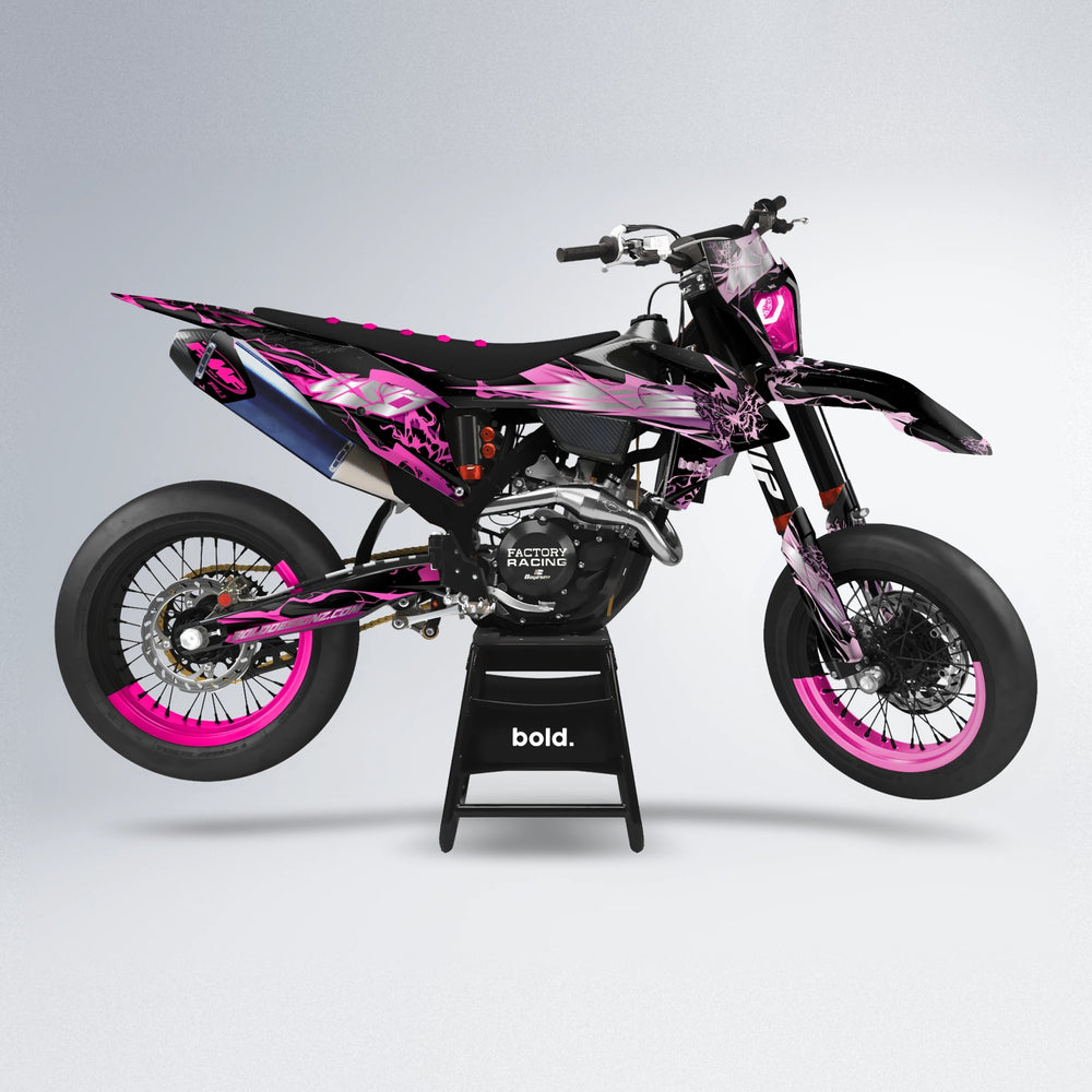 NEMESIS supermoto graphics kit in Flamingo