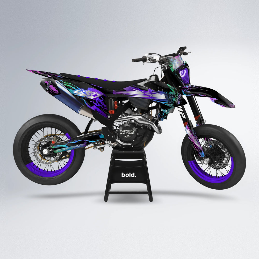 NEMESIS supermoto graphics kit in Purple Holo