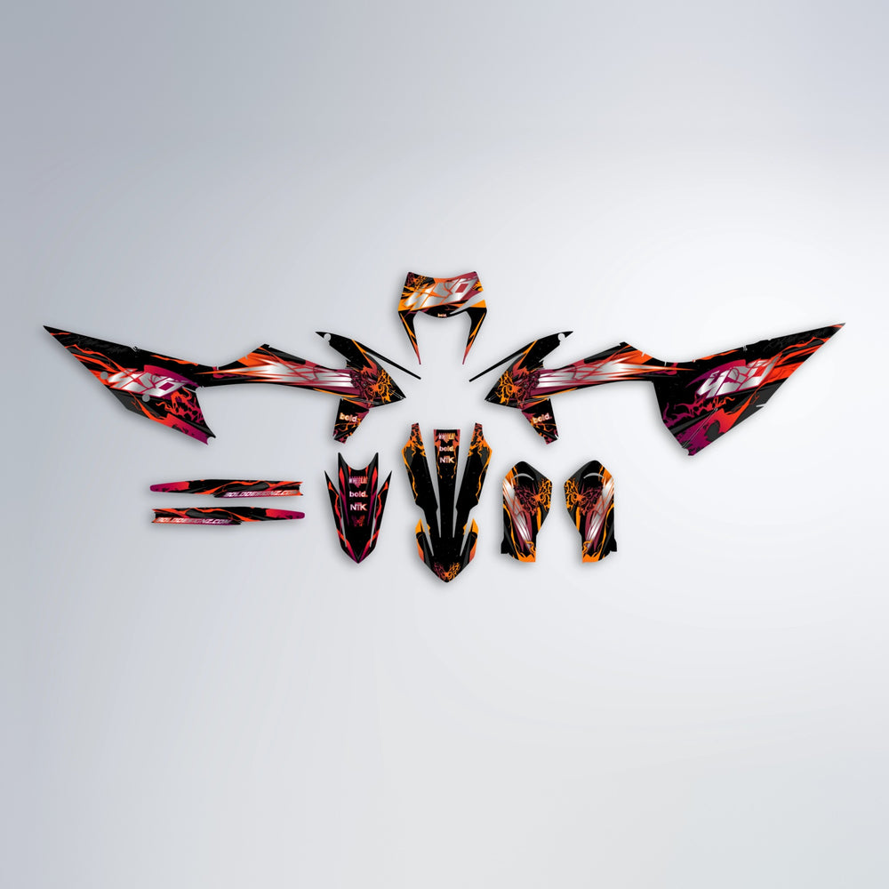 NEMESIS graphics kit parts layout in Red & Orange