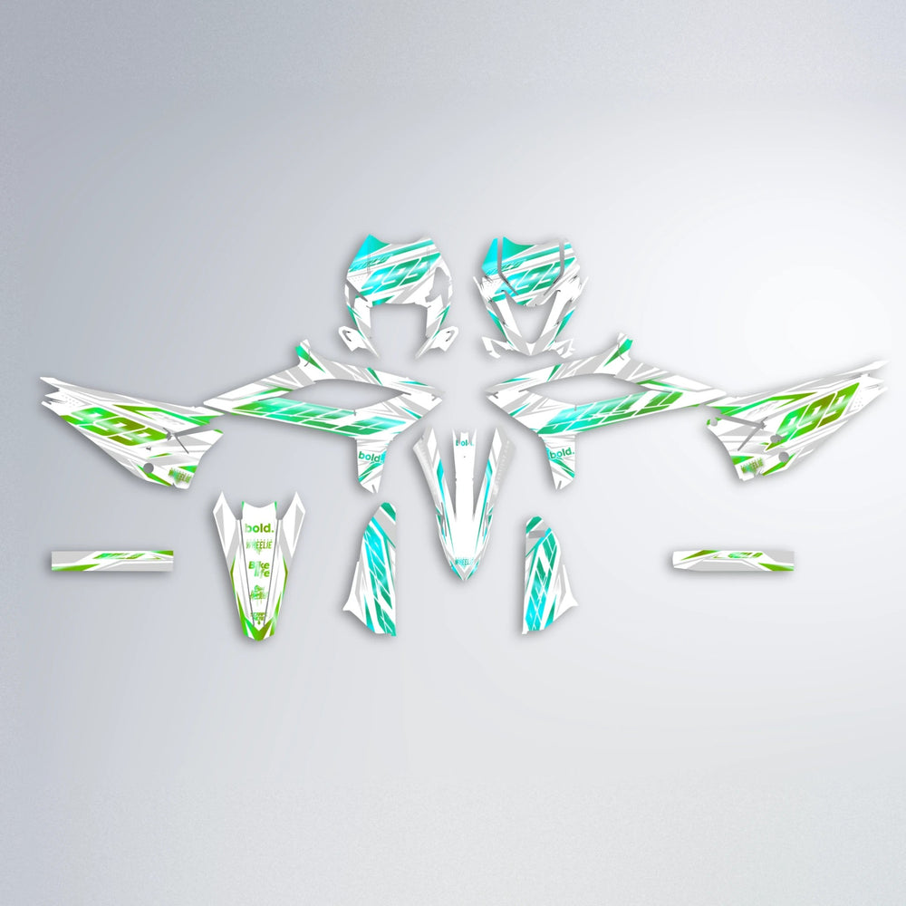 NEXUS Beta graphics kit parts layout in Cyan & Green
