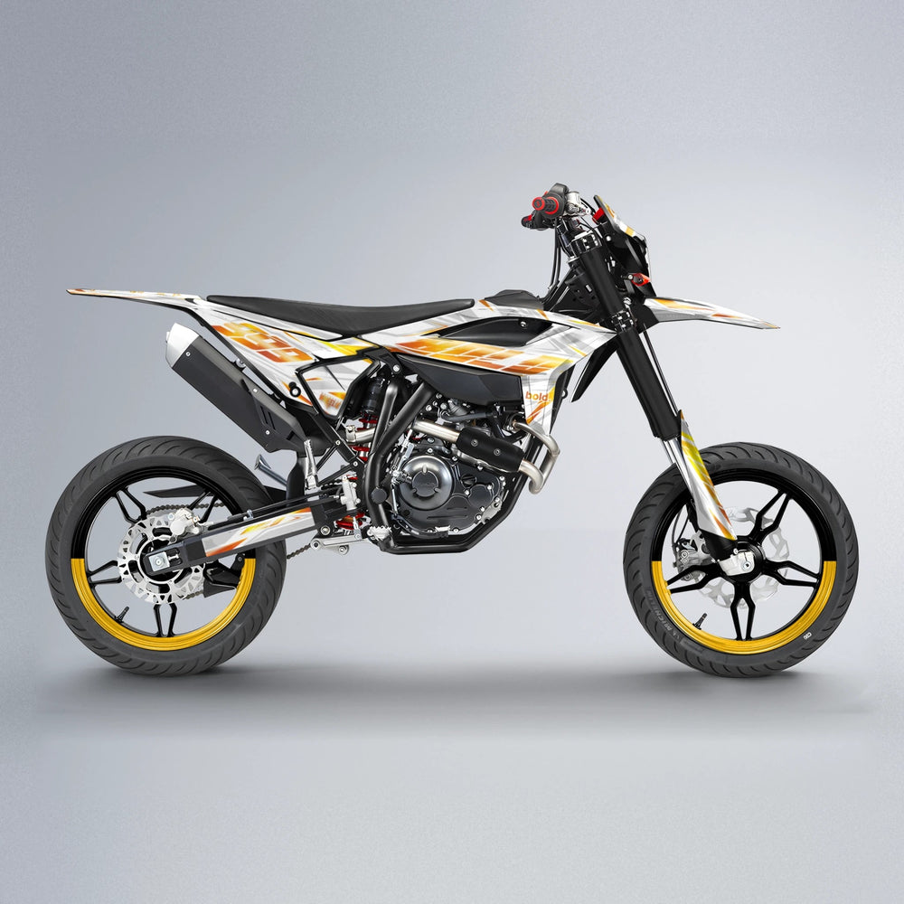 NEXUS Beta supermoto graphics kit in Orange & Yellow