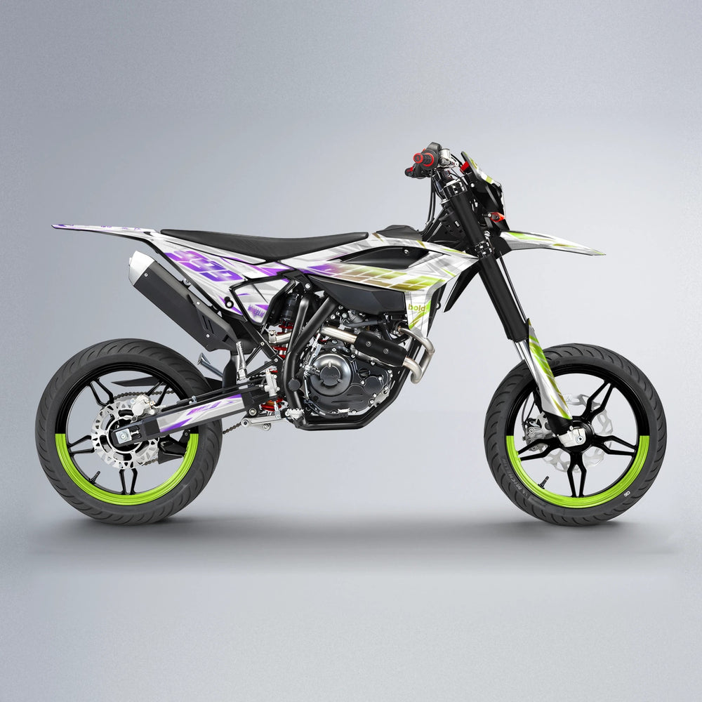 NEXUS Beta supermoto graphics kit in Purple & Yellow