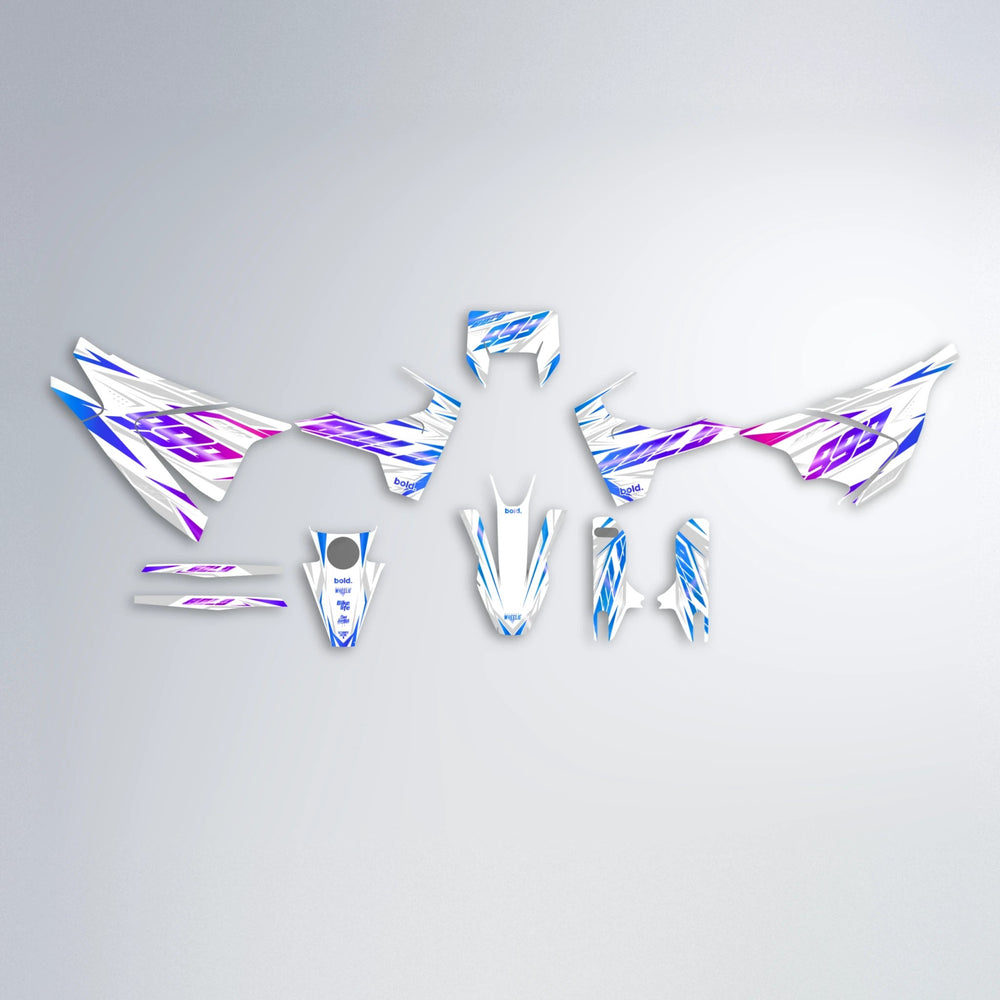 NEXUS Husqvarna 701 graphics kit parts layout in Blue Purple Fade