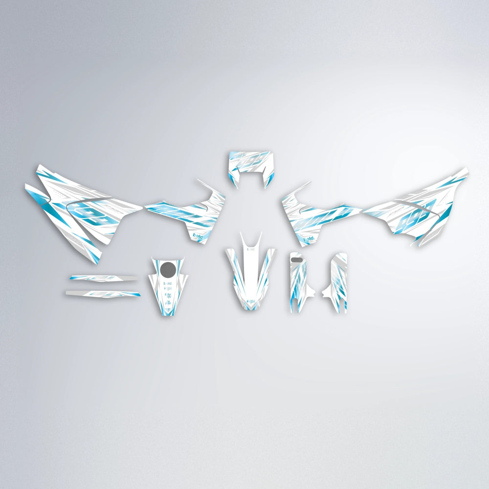 NEXUS Husqvarna 701 graphics kit parts layout in Light Blue & White