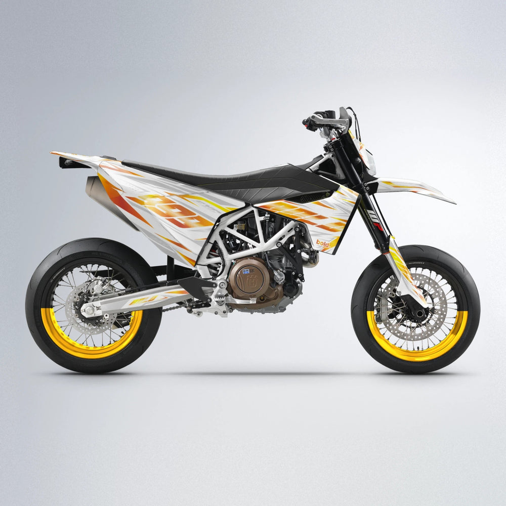 NEXUS Husqvarna 701 supermoto graphics kit in Orange & Yellow