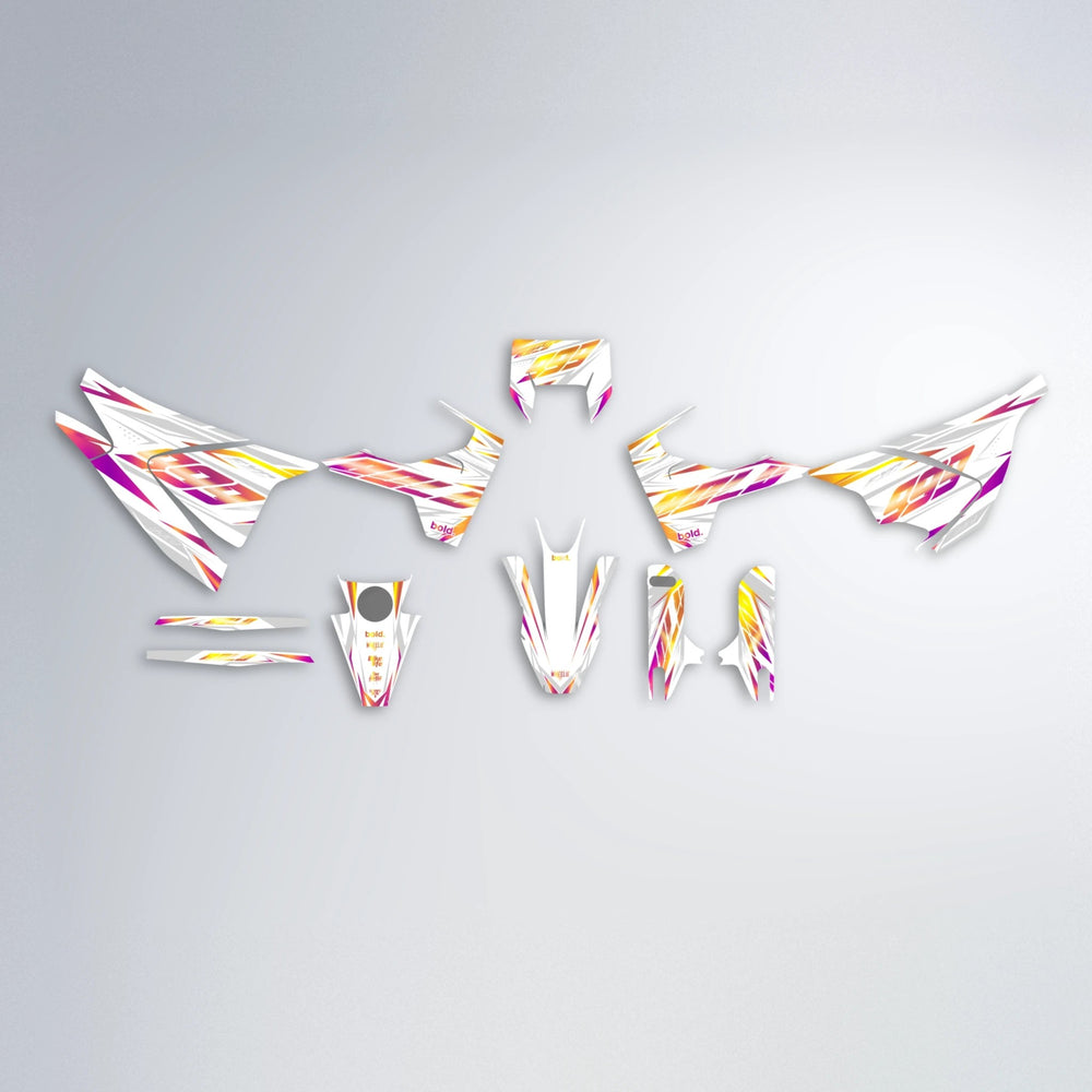 NEXUS Husqvarna 701 graphics kit parts layout in Pink & Yellow