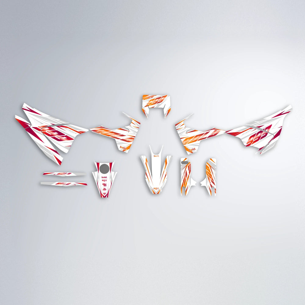 NEXUS Husqvarna 701 graphics kit parts layout in Red & Orange