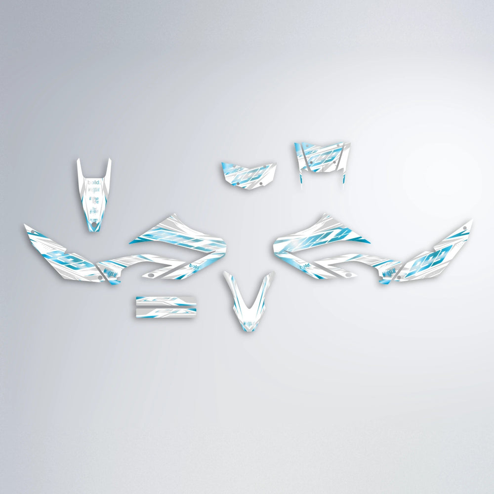NEXUS Yamaha WR 125X graphics kit parts layout in Light Blue & White