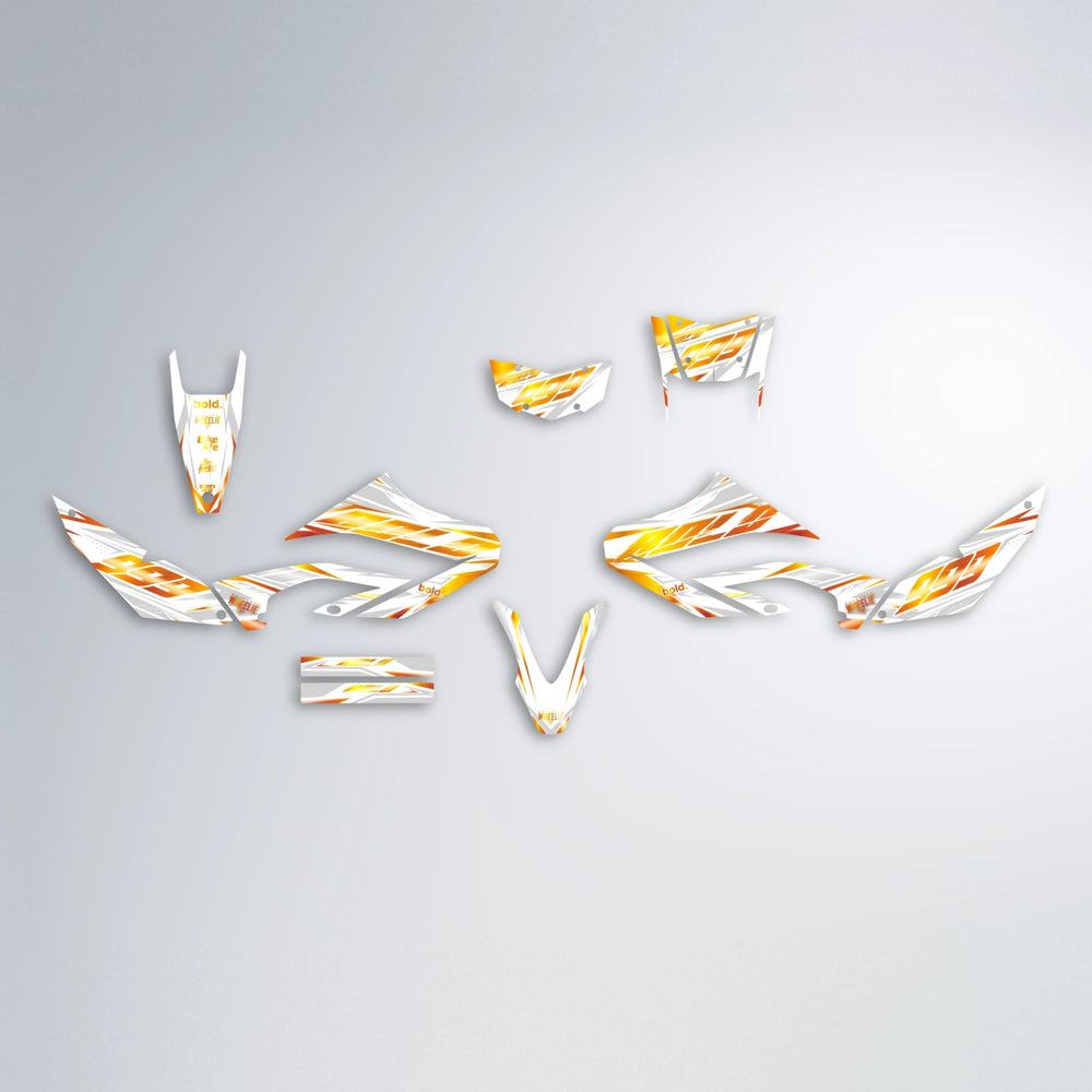 NEXUS Yamaha WR 125X graphics kit parts layout in Orange & Yellow