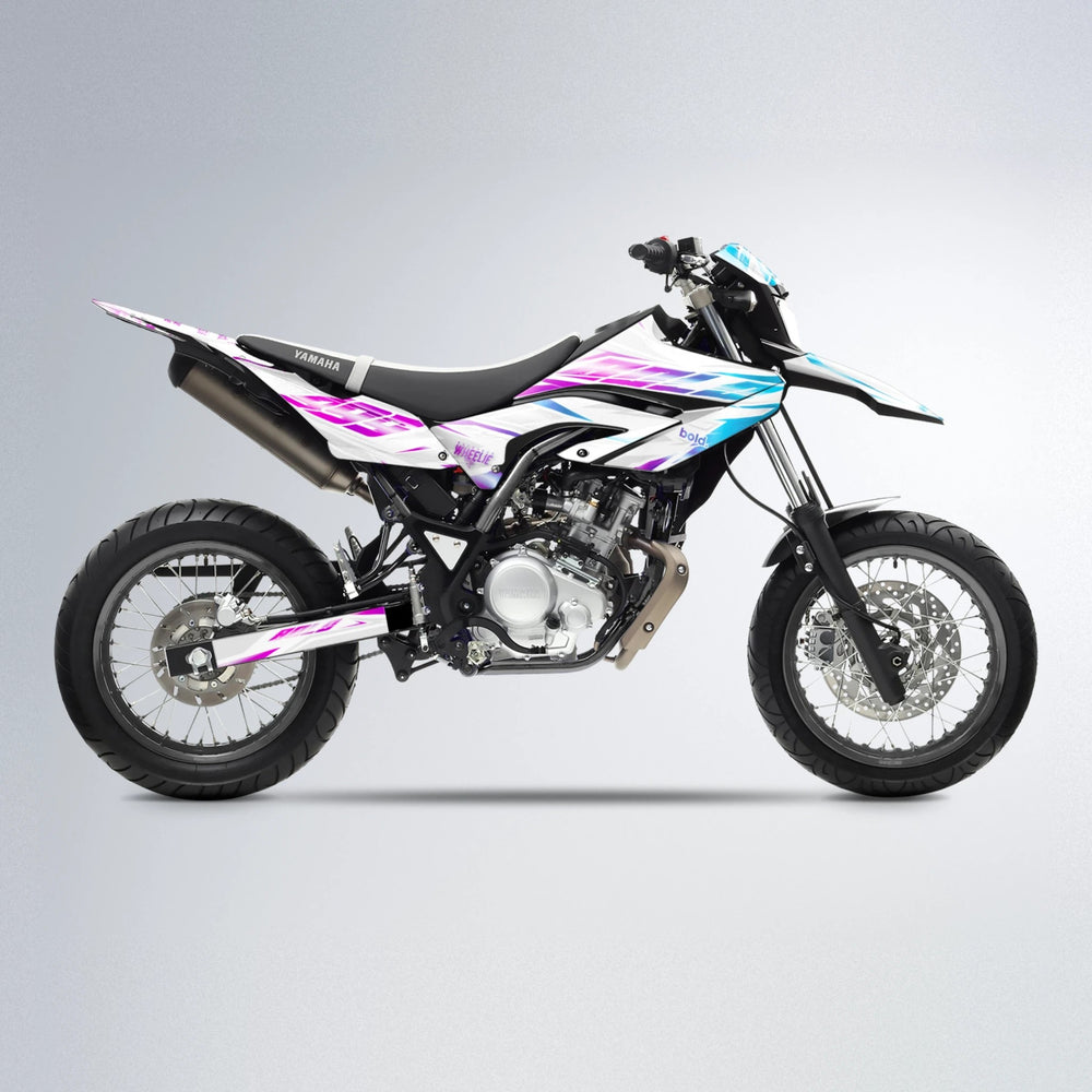 NEXUS Yamaha WR 125X supermoto graphics kit in Pink & Light Blue