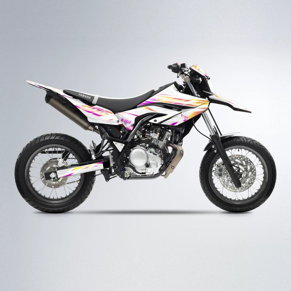 NEXUS Yamaha WR 125X supermoto graphics kit in Pink & Yellow