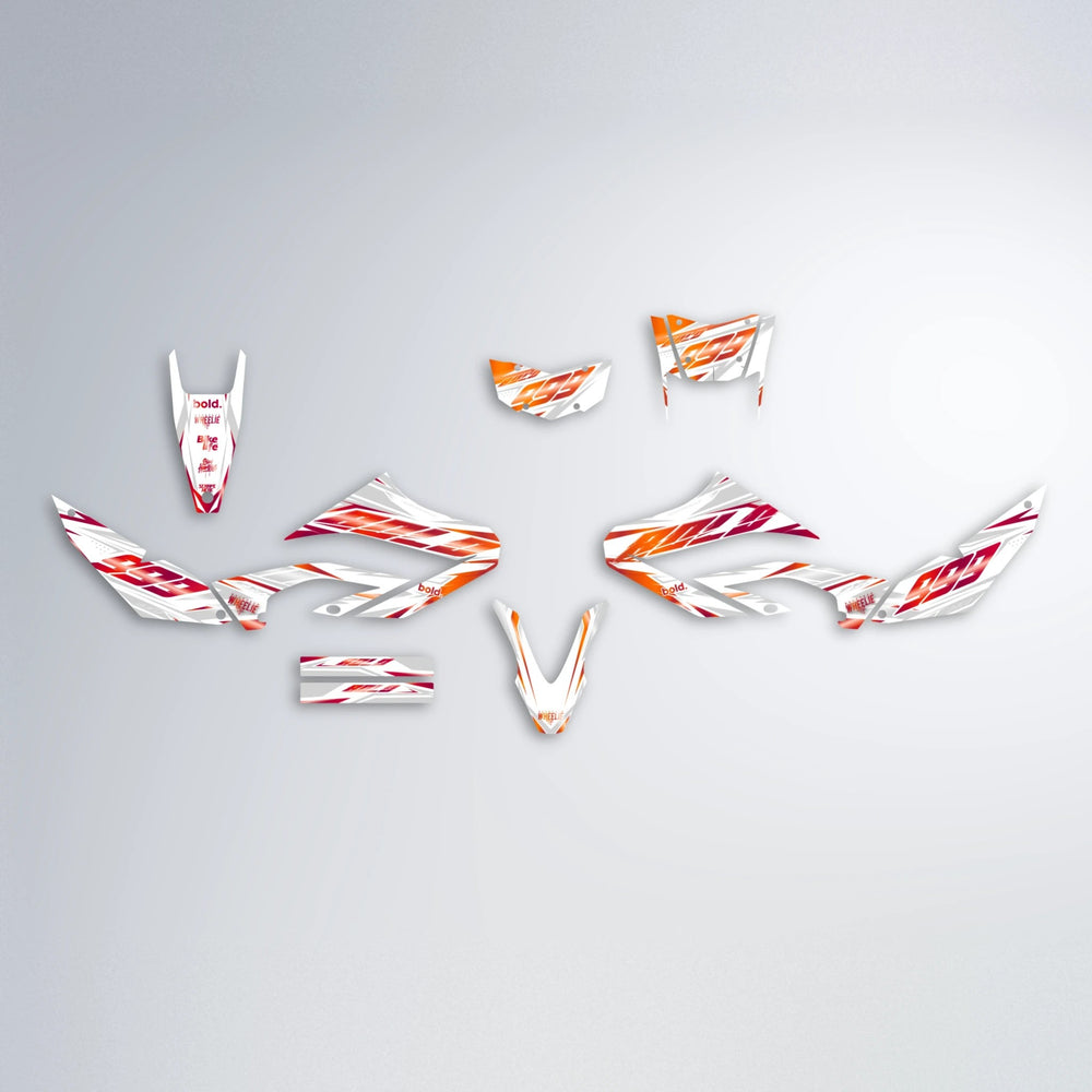 NEXUS Yamaha WR 125X graphics kit parts layout in Red & Orange