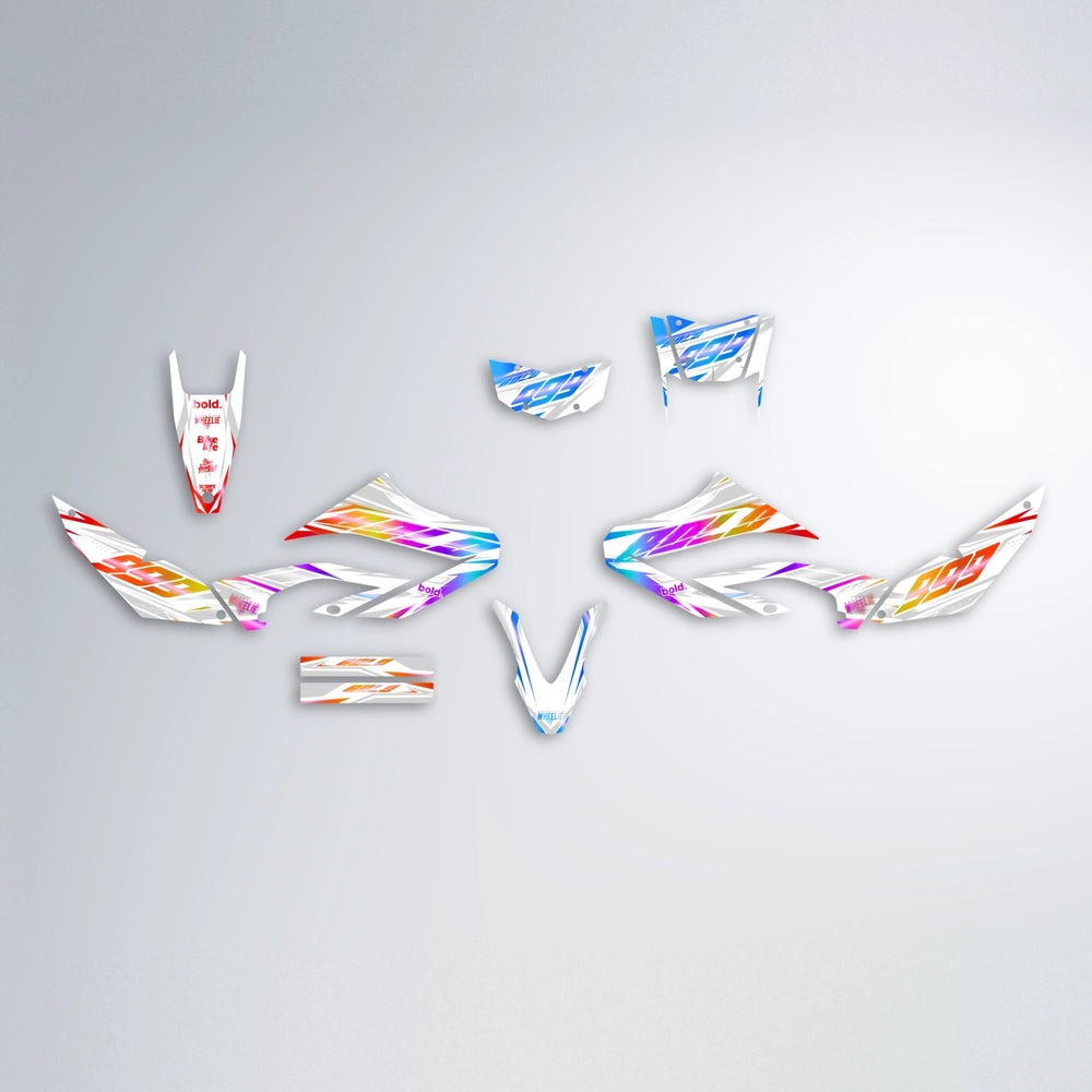 NEXUS Yamaha WR 125X graphics kit parts layout in Sunset Fade