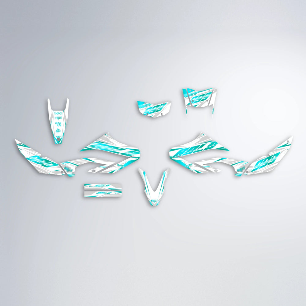 NEXUS Yamaha WR 125X graphics kit parts layout in Teal