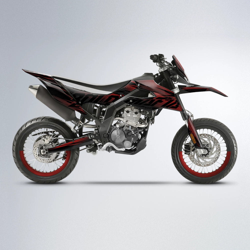 NIGHTFLARE Aprilia SX 125 supermoto graphics kit in Black & Red