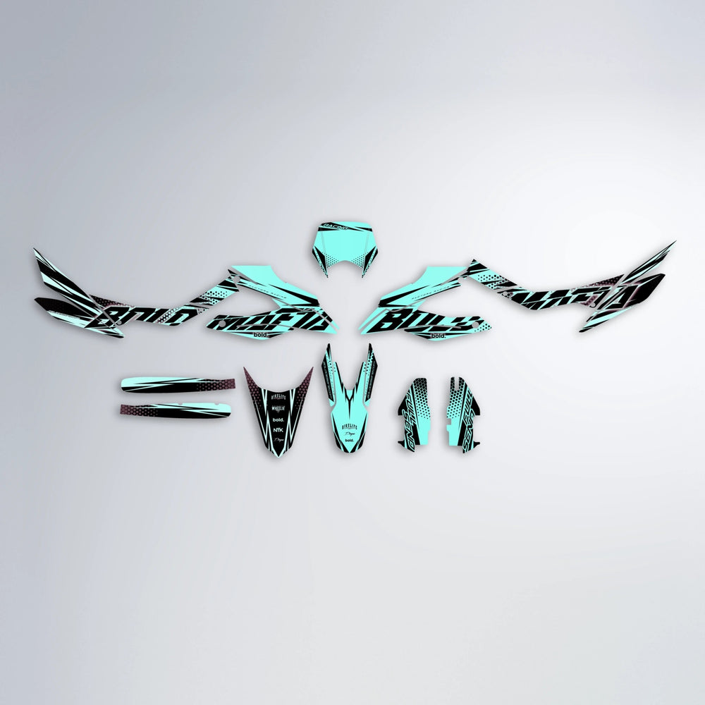 NIGHTFLARE Aprilia SX 125 graphics kit parts layout in Mint