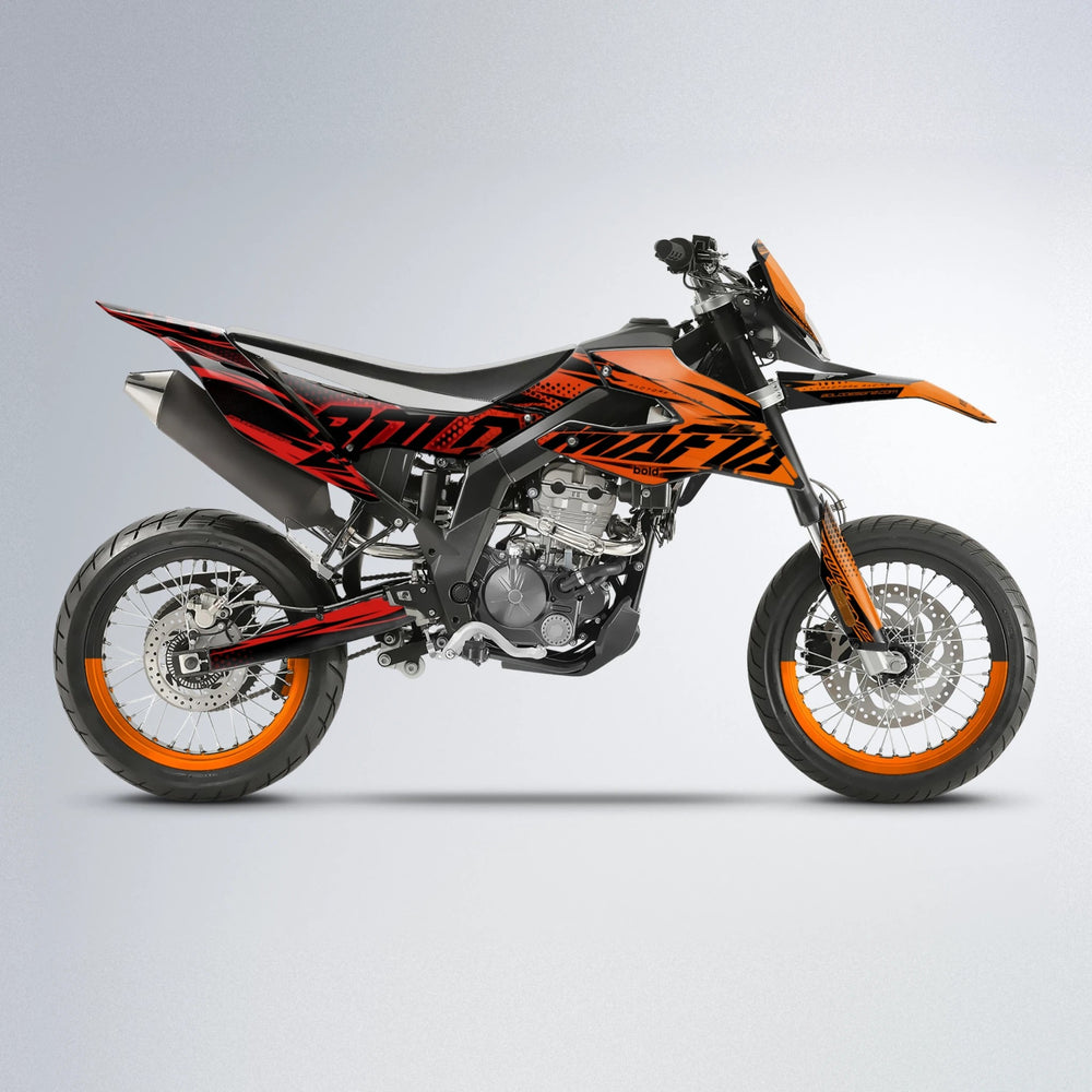 NIGHTFLARE Aprilia SX 125 supermoto graphics kit in Red & Orange