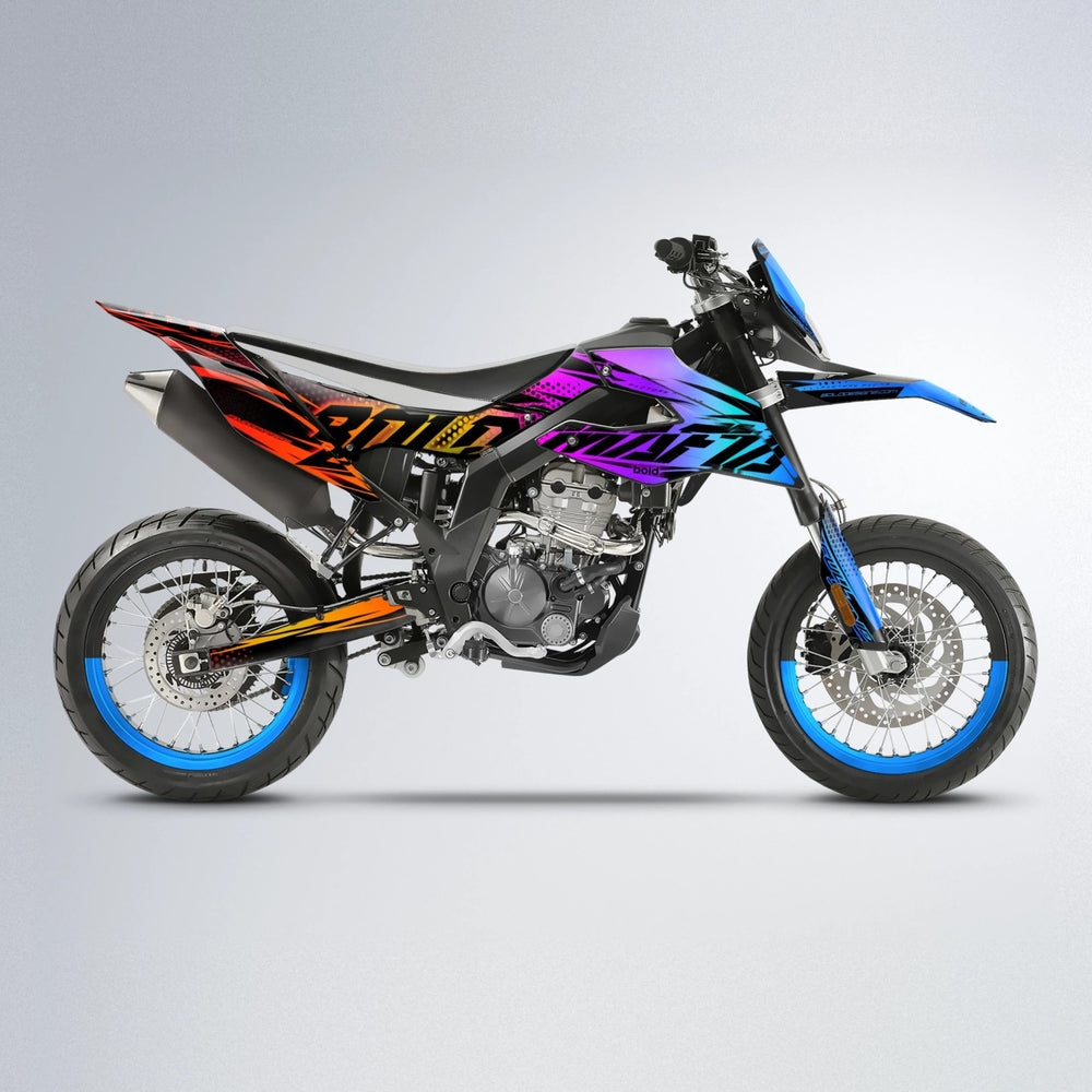 NIGHTFLARE Aprilia SX 125 supermoto graphics kit in Sunset Fade