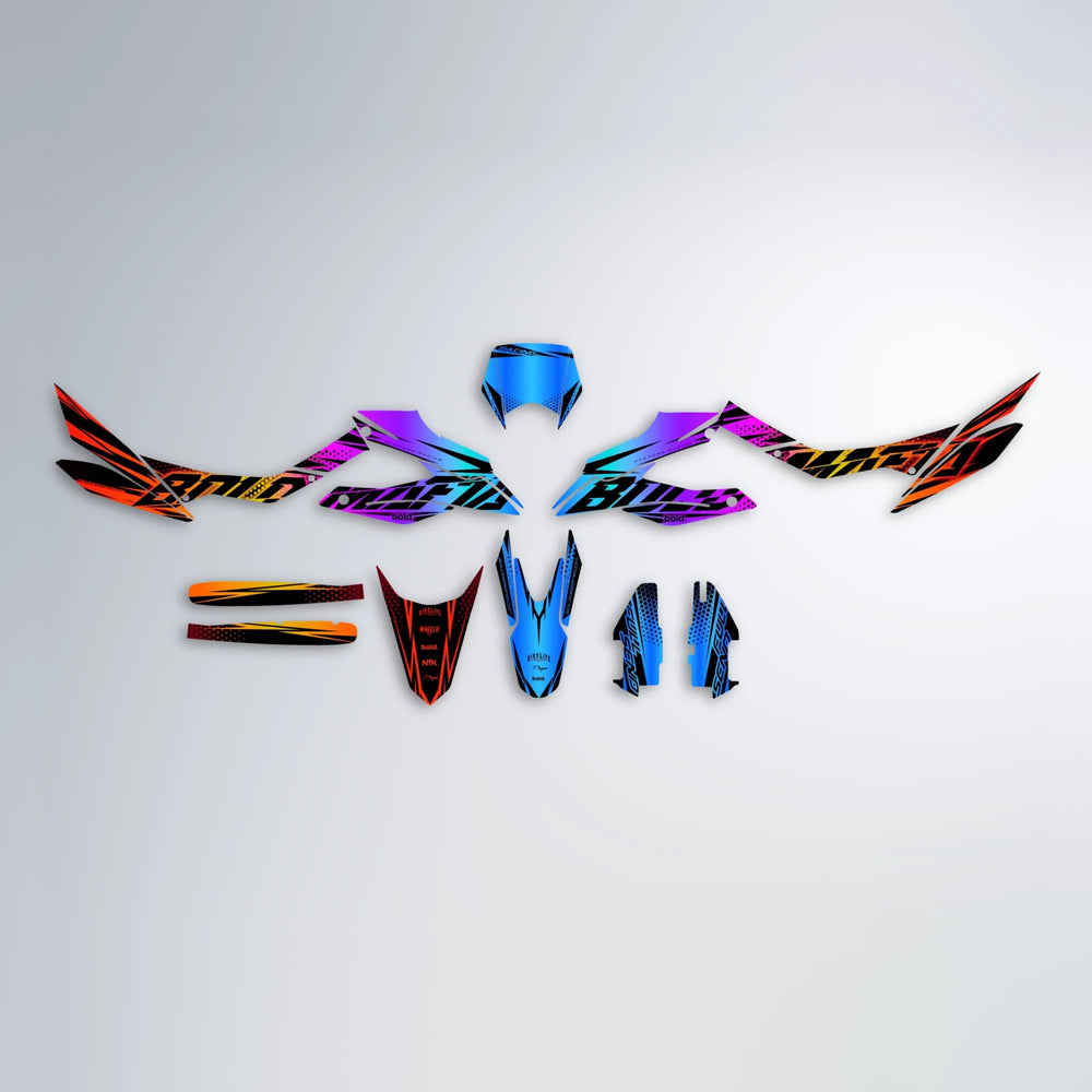 NIGHTFLARE Aprilia SX 125 graphics kit parts layout in Sunset Fade