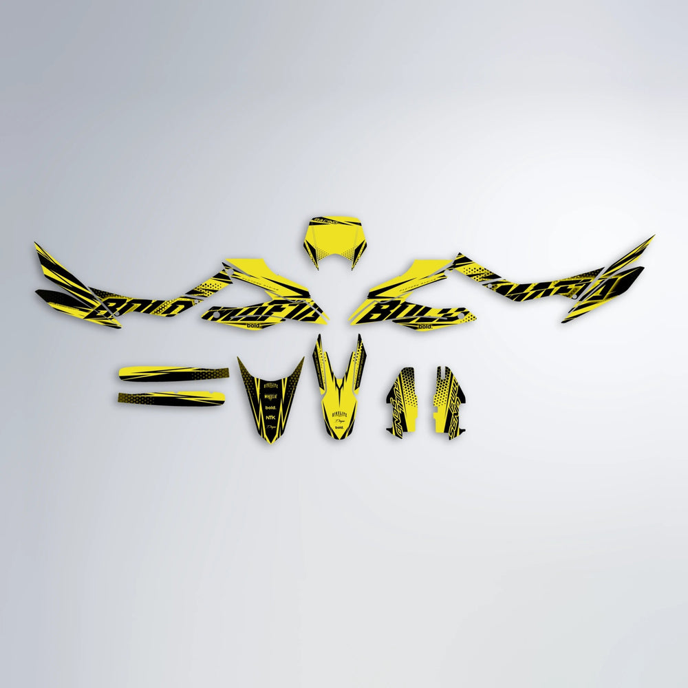 NIGHTFLARE Aprilia SX 125 graphics kit parts layout in Yellow