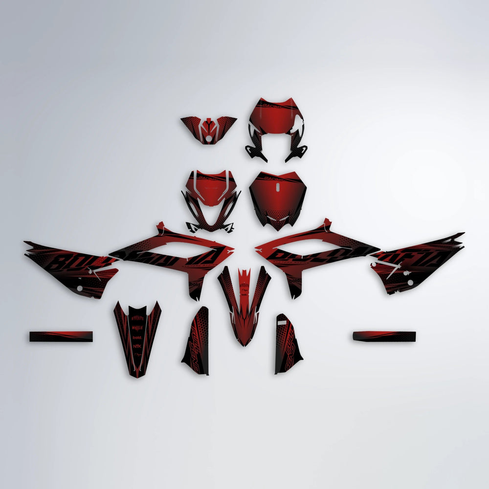 NIGHTFLARE Beta graphics kit parts layout in Black & Red