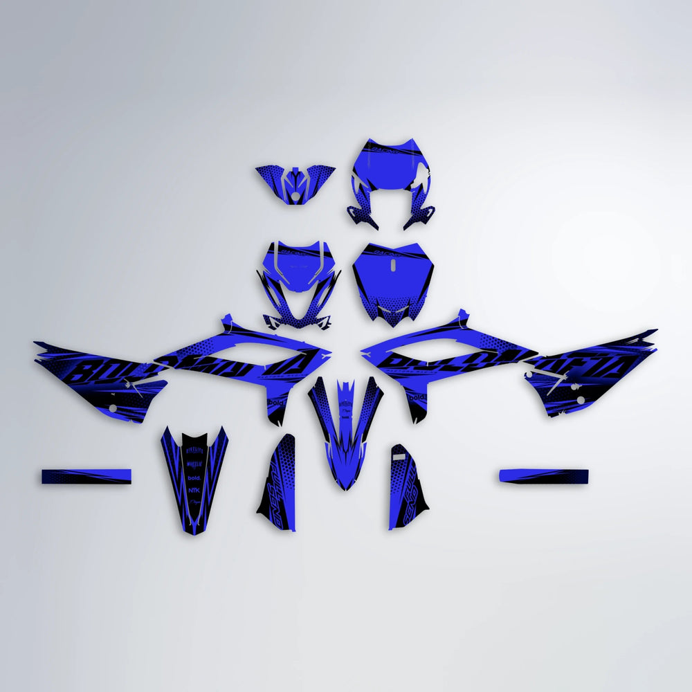 NIGHTFLARE Beta graphics kit parts layout in Blue
