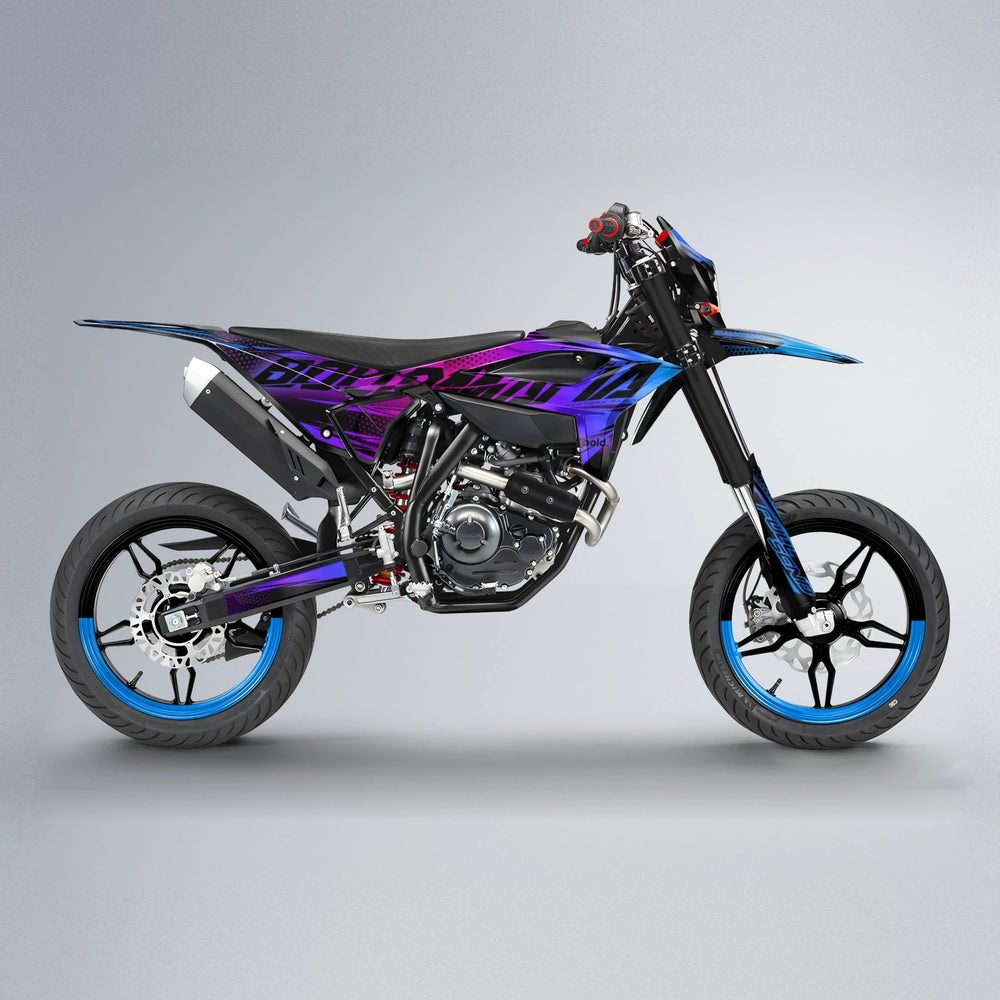 NIGHTFLARE Beta supermoto graphics kit in Blue Purple Fade