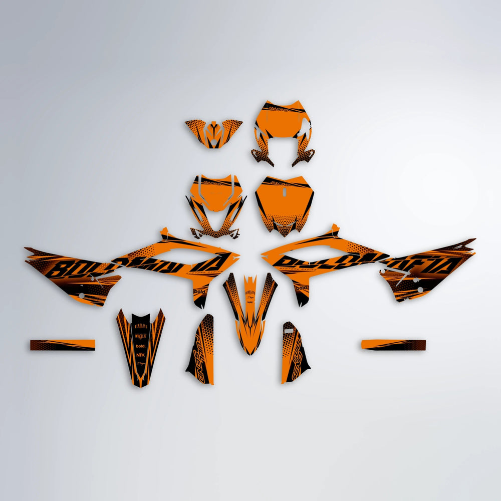 NIGHTFLARE Beta graphics kit parts layout in Orange