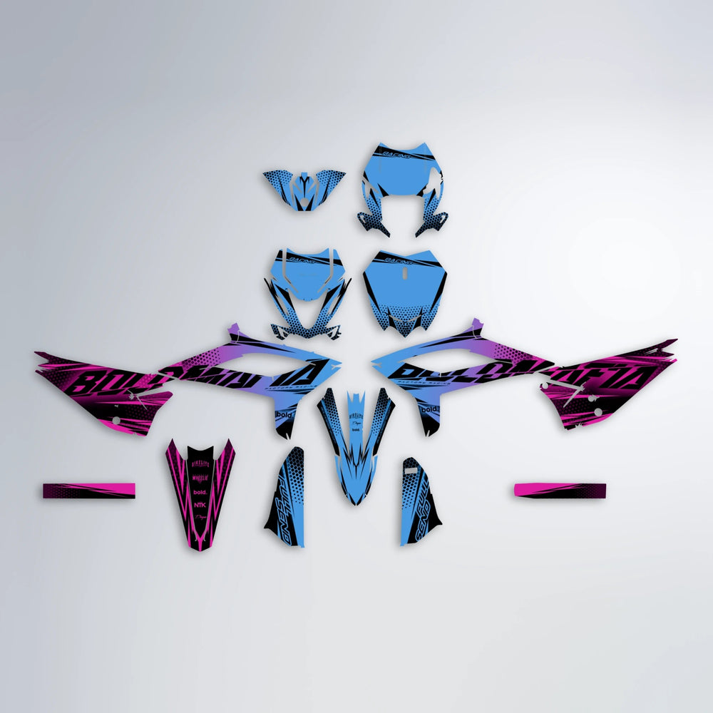 NIGHTFLARE Beta graphics kit parts layout in Pink & Light Blue