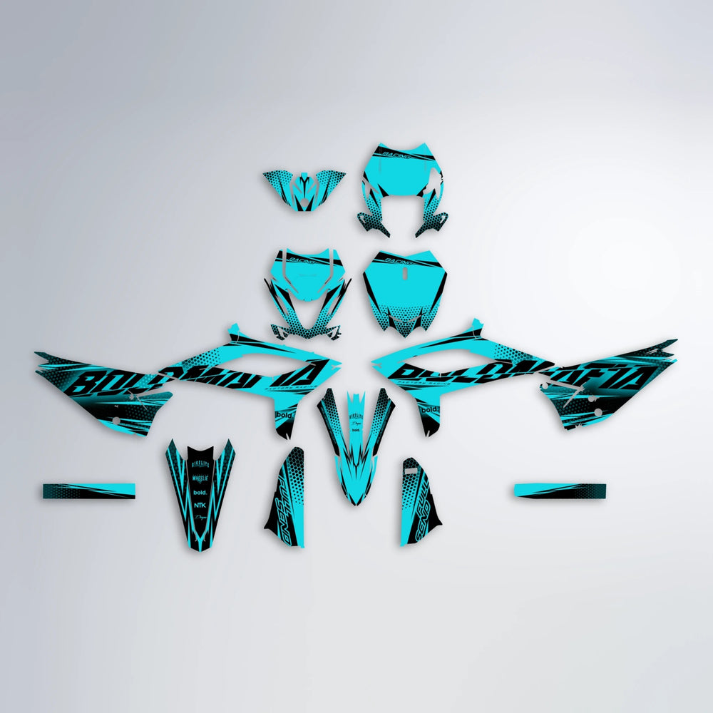 NIGHTFLARE Beta graphics kit parts layout in Teal