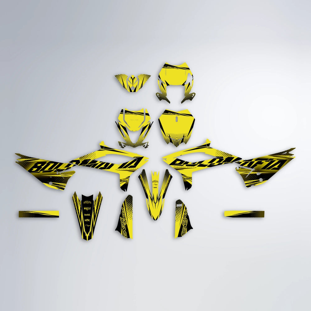 NIGHTFLARE Beta graphics kit parts layout in Yellow
