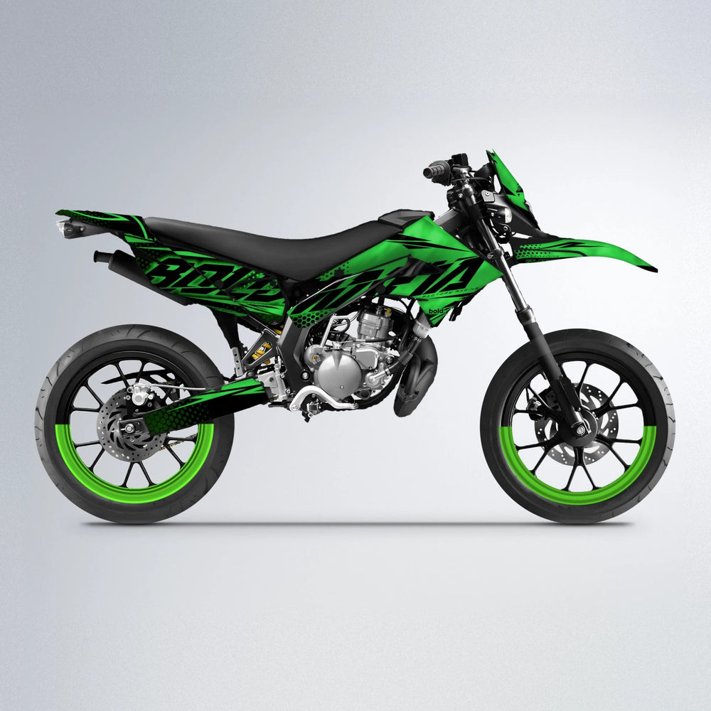 NIGHTFLARE Derbi Senda supermoto graphics kit in Green