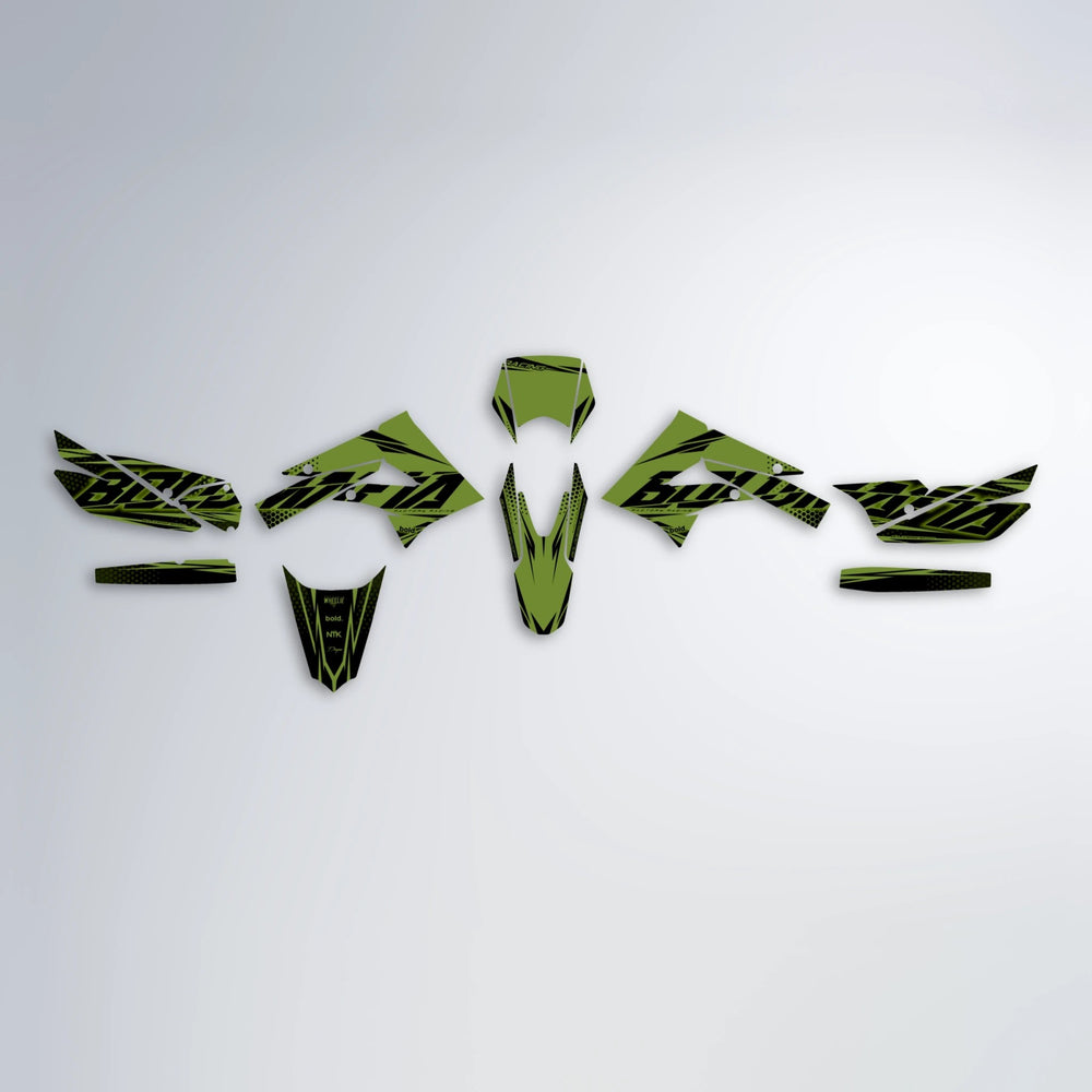NIGHTFLARE Derbi Senda graphics kit parts layout in Olive