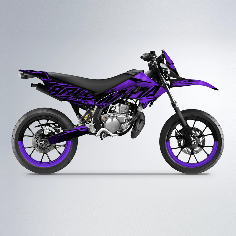 NIGHTFLARE Derbi Senda supermoto graphics kit in Purple