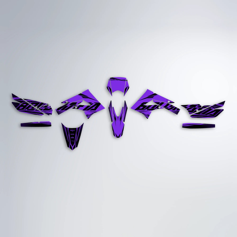 NIGHTFLARE Derbi Senda graphics kit parts layout in Purple