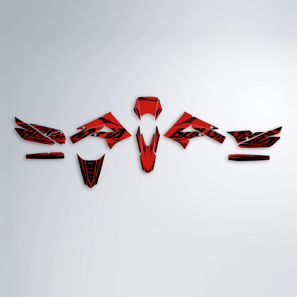 NIGHTFLARE Derbi Senda graphics kit parts layout in Red