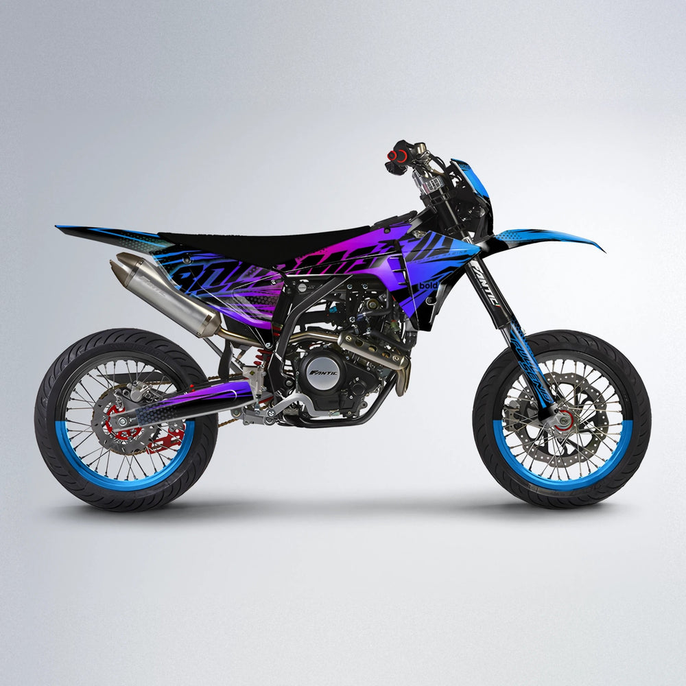 NIGHTFLARE Fantic supermoto graphics kit in Blue Purple Fade