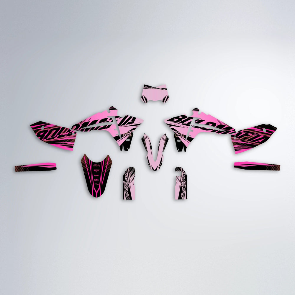NIGHTFLARE Fantic graphics kit parts layout in Flamingo