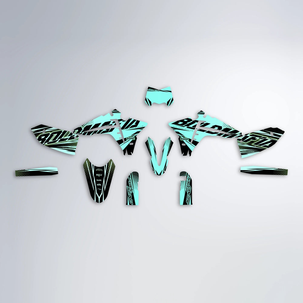 NIGHTFLARE Fantic graphics kit parts layout in Mint