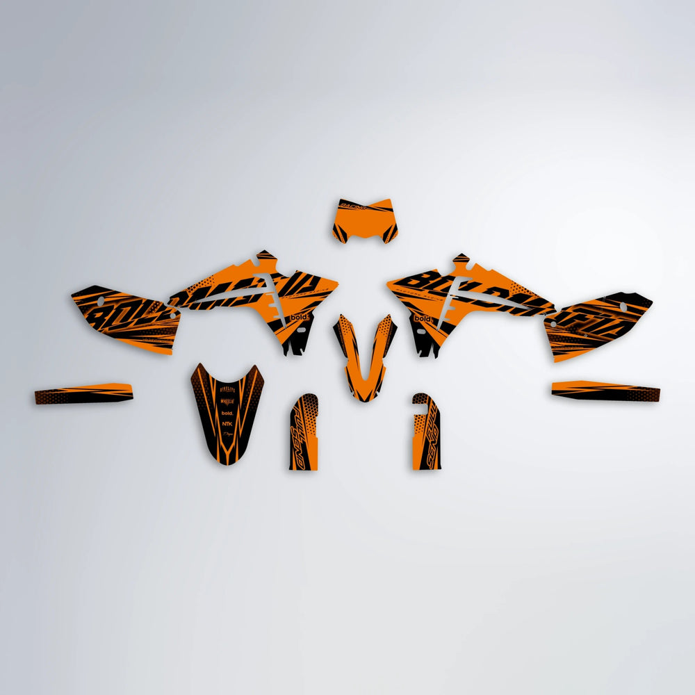 NIGHTFLARE Fantic graphics kit parts layout in Orange