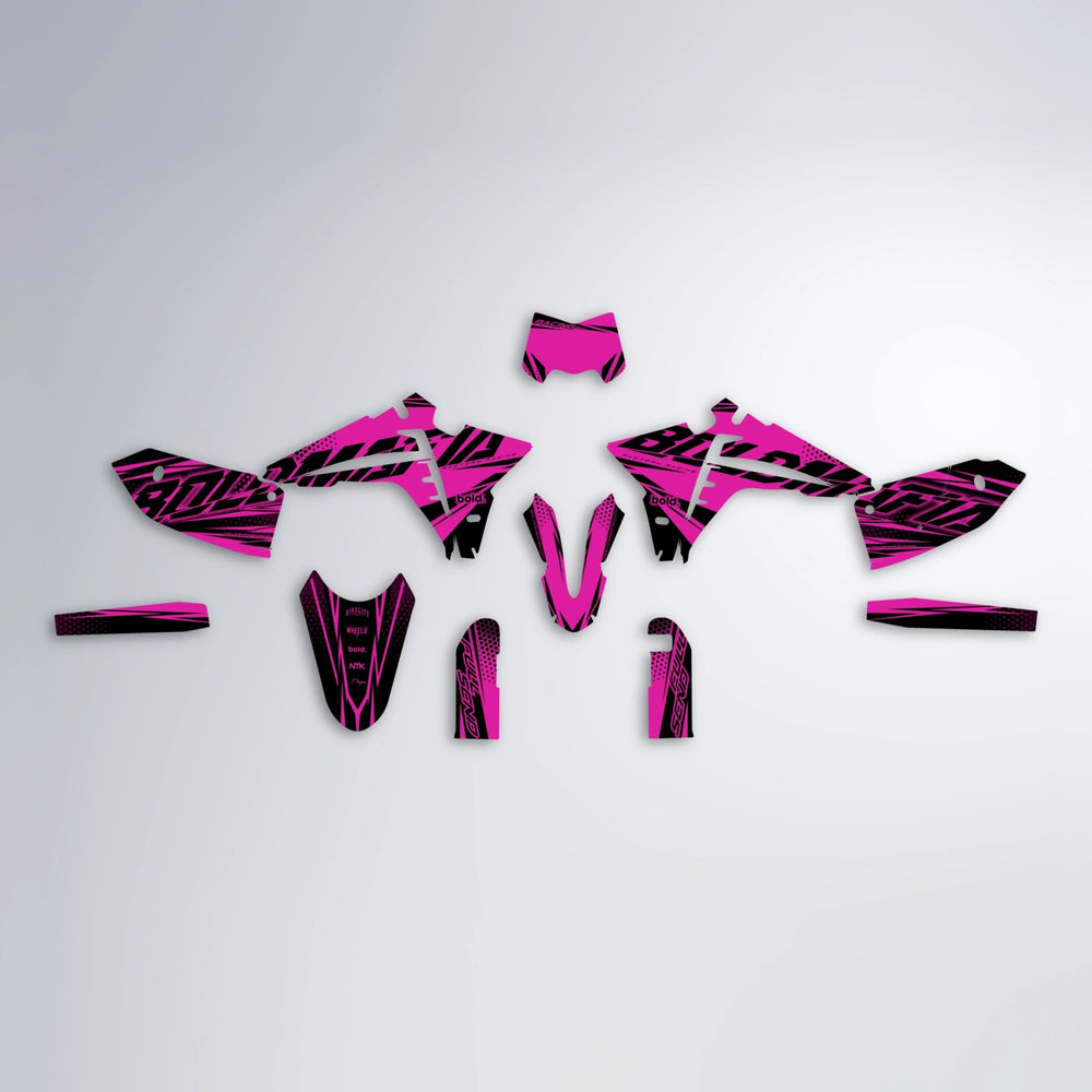 NIGHTFLARE Fantic graphics kit parts layout in Pink