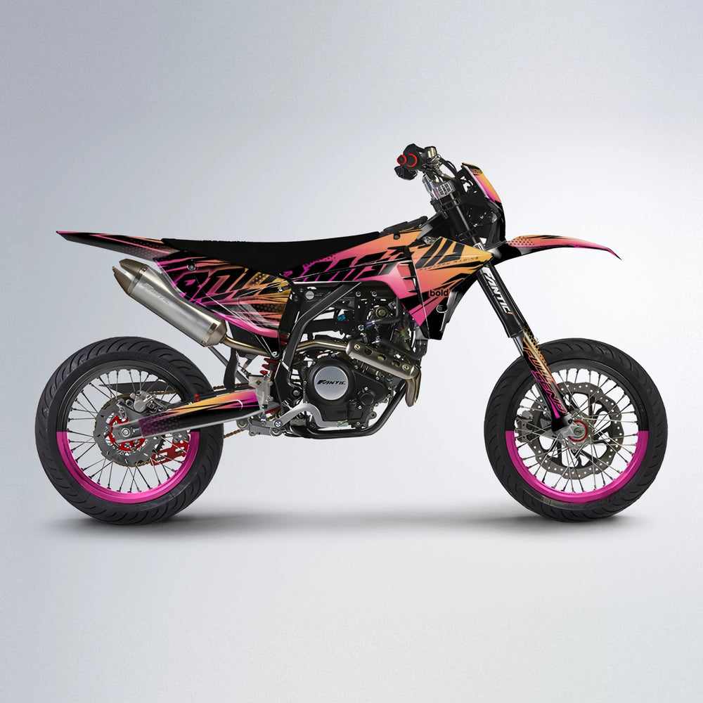 NIGHTFLARE Fantic supermoto graphics kit in Pink & Yellow