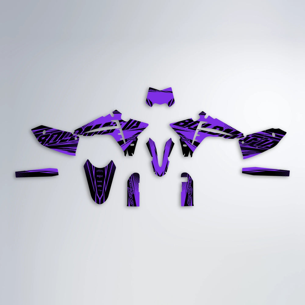 NIGHTFLARE Fantic graphics kit parts layout in Purple