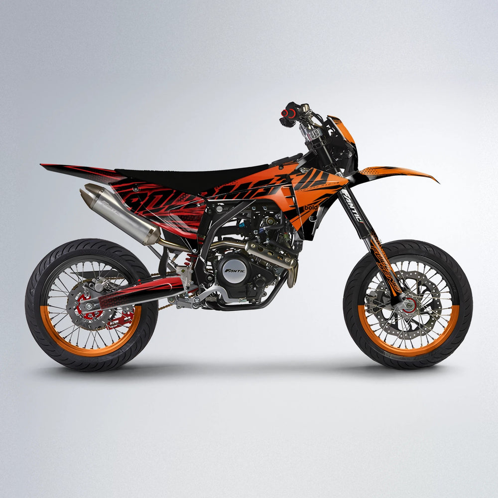 NIGHTFLARE Fantic supermoto graphics kit in Red & Orange