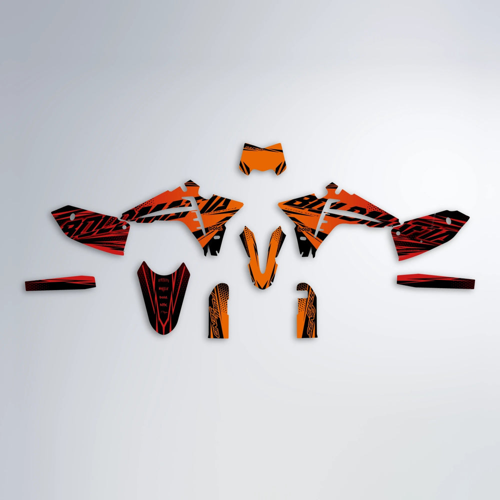 NIGHTFLARE Fantic graphics kit parts layout in Red & Orange